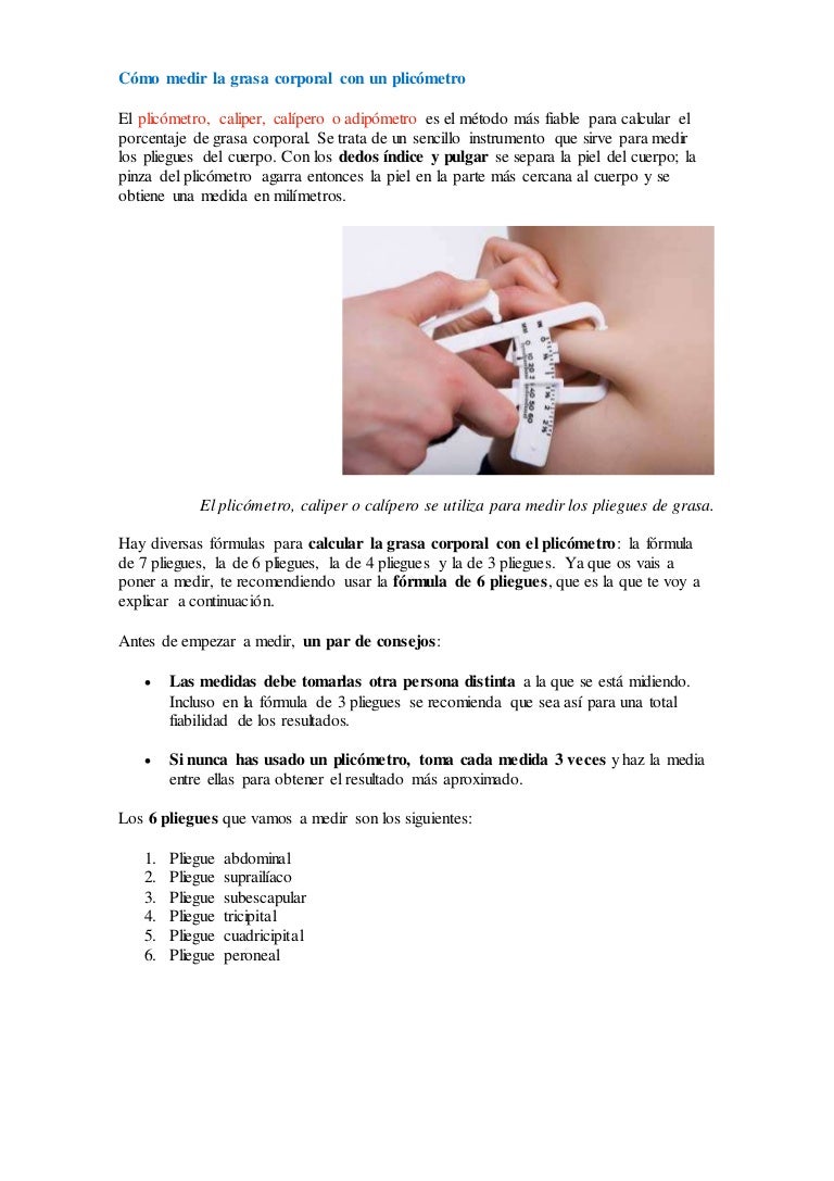 medir grasa corporal con caliper